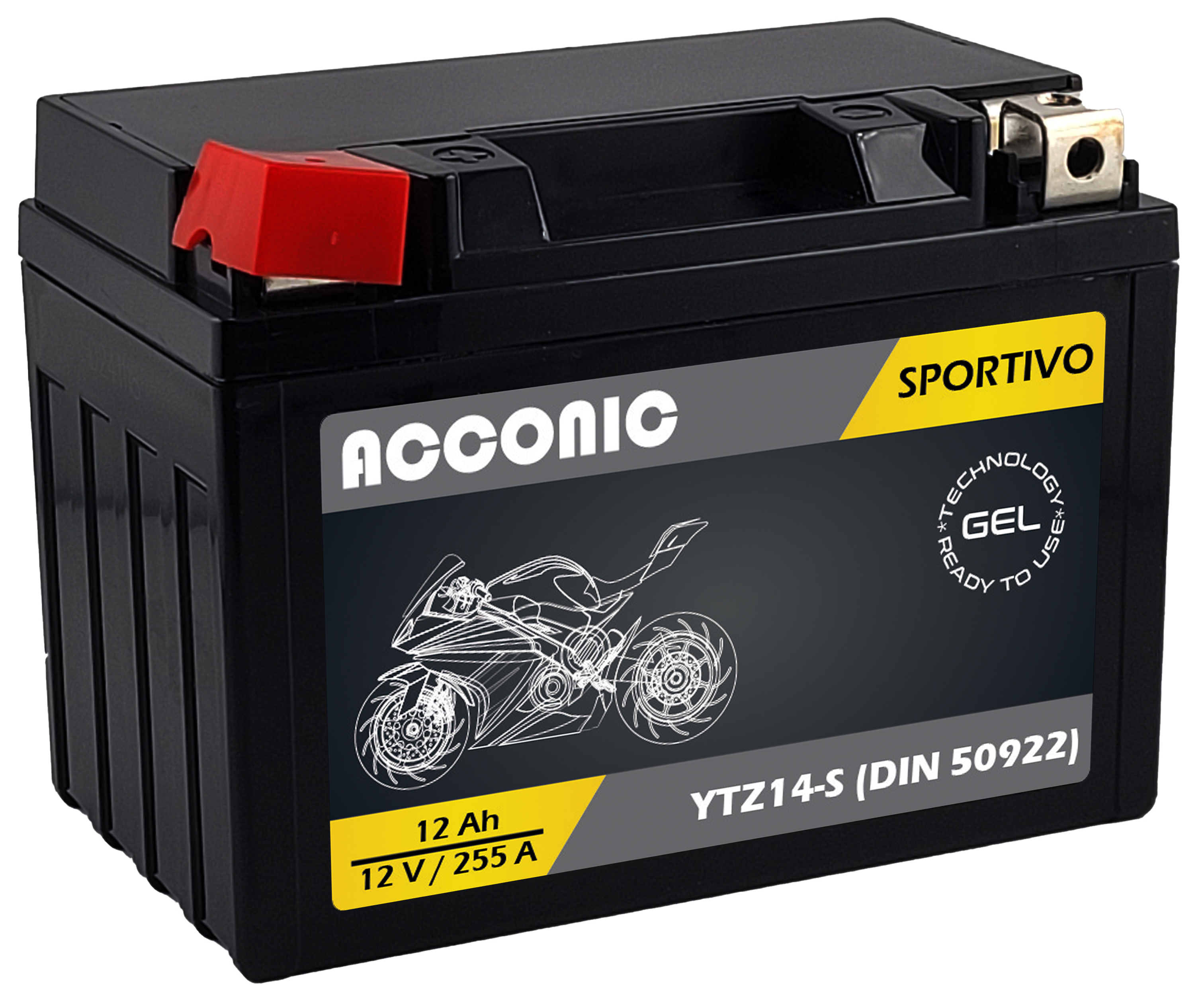 ACCONIC Sportivo GEL YTZ14-S Motorradbatterie 12Ah 12V (DIN 50922)